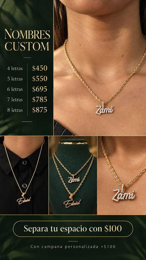 Separa tu nombre custom en oro con $100 PROMO
