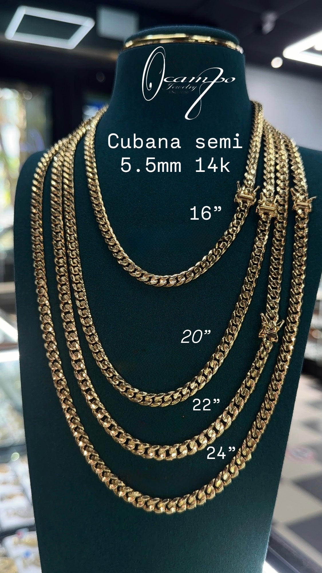 cubana hollow chain 5.5mm 14k