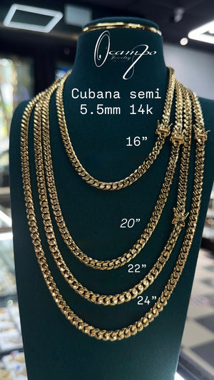 cubana hollow chain 5.5mm 14k