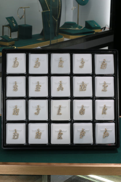 Pendants Letras Bubble 2 pisos 10k con Diamamtes