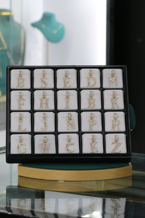 Pendant letras en Baguette 14k Cz