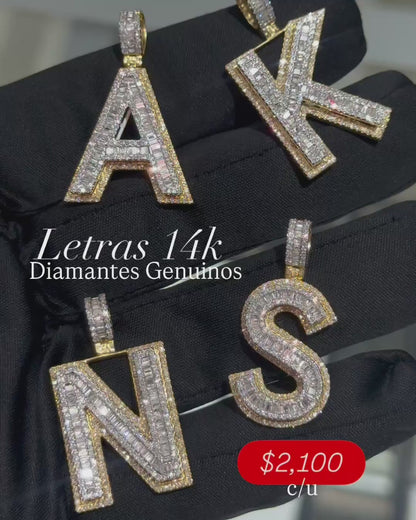 Pendant • Letras 14k • Diamantes Genuinos